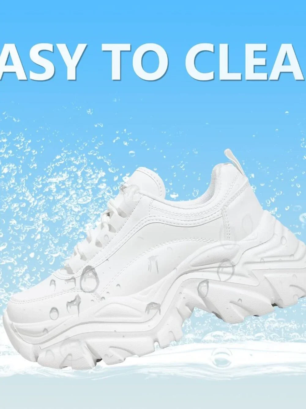 Women's White Leather Fashion Platform Comfortable Wedge Walking Sneakers Shoes - Picture 5 of 6